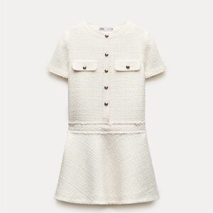 New creme white zara tweed like dress